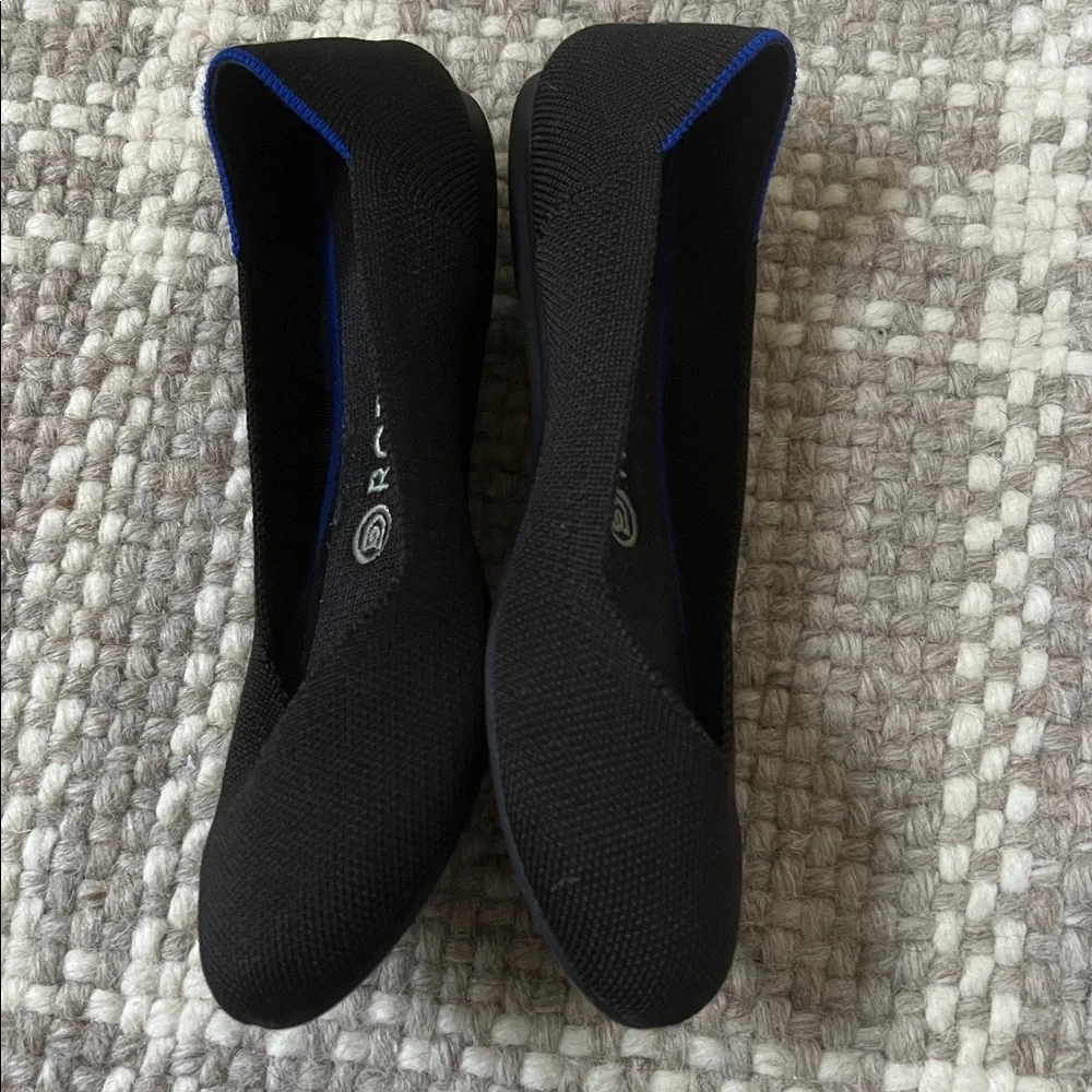 Rothys The Flat Classic Black Round Toe 7 Ballet Comfort Slip On Flexible - Picture 3 of 7